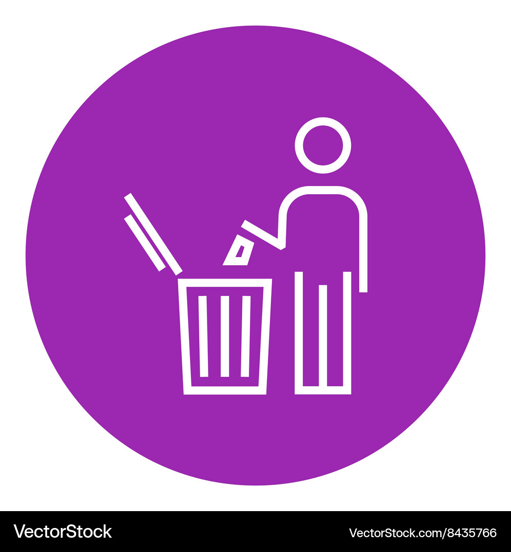 Man throwing garbage in a bin line icon Vector Image