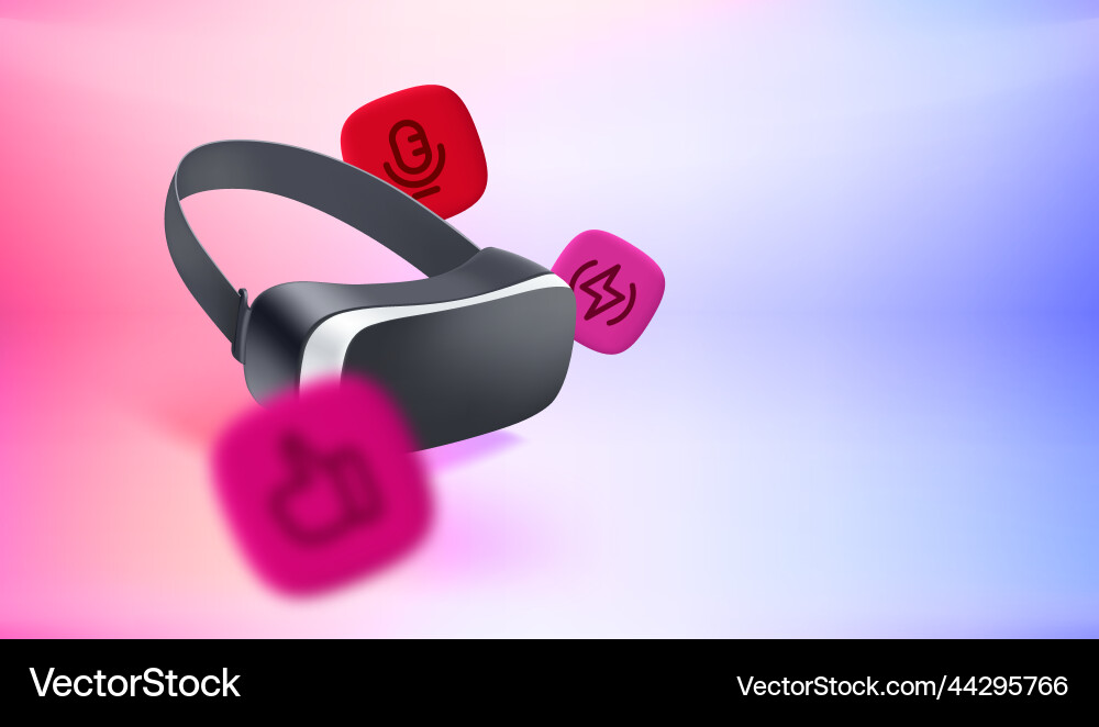 Modern video game vr mask with app icons 3d vector image