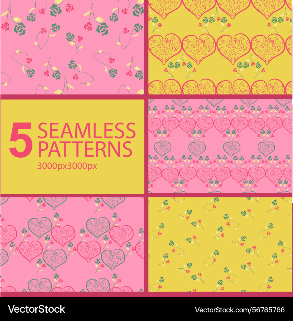 Rose soft affection set seamless pattern bundle Vector Image