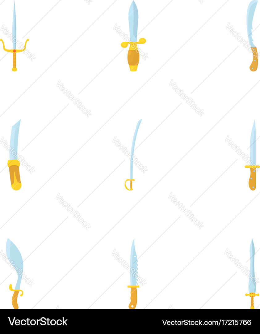 Sword and dagger icons set cartoon style Vector Image