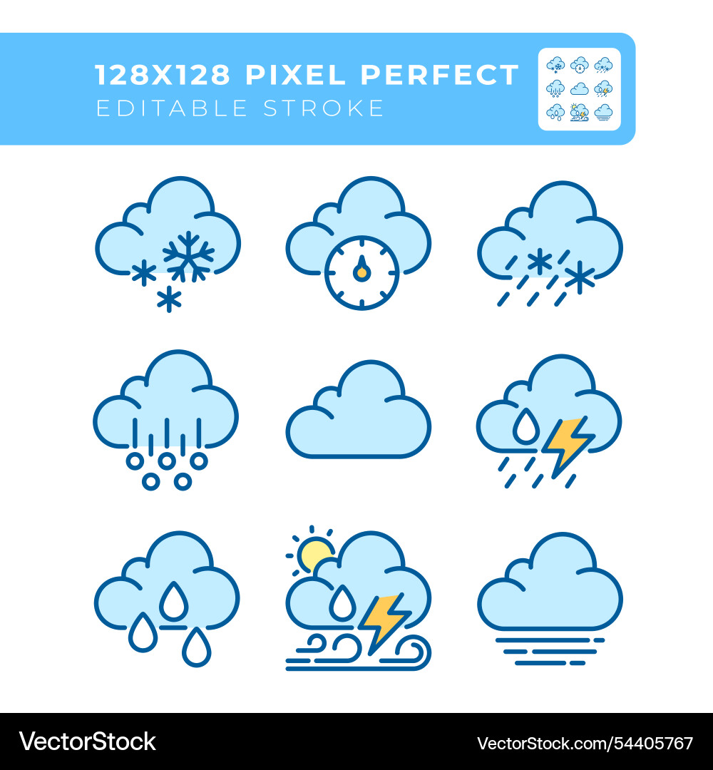 Clouds related rgb color icons set Clouds related rgb color icons set vector image