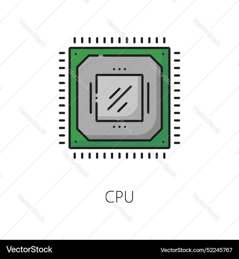 Computer processor software color line icon Computer processor software color line icon vector image