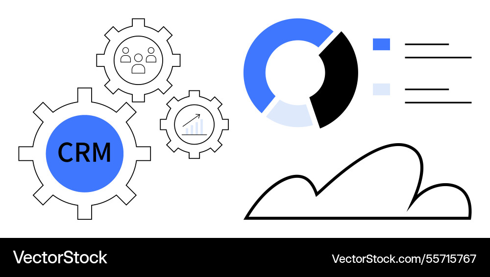 Crm integration with cloud technology and data Crm integration with cloud technology and data vector image