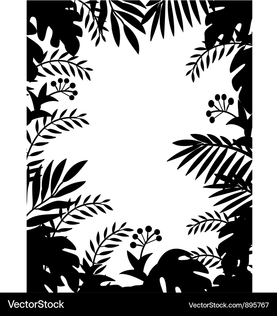 Dark Palm Leaf Silhouette Background Vector Image