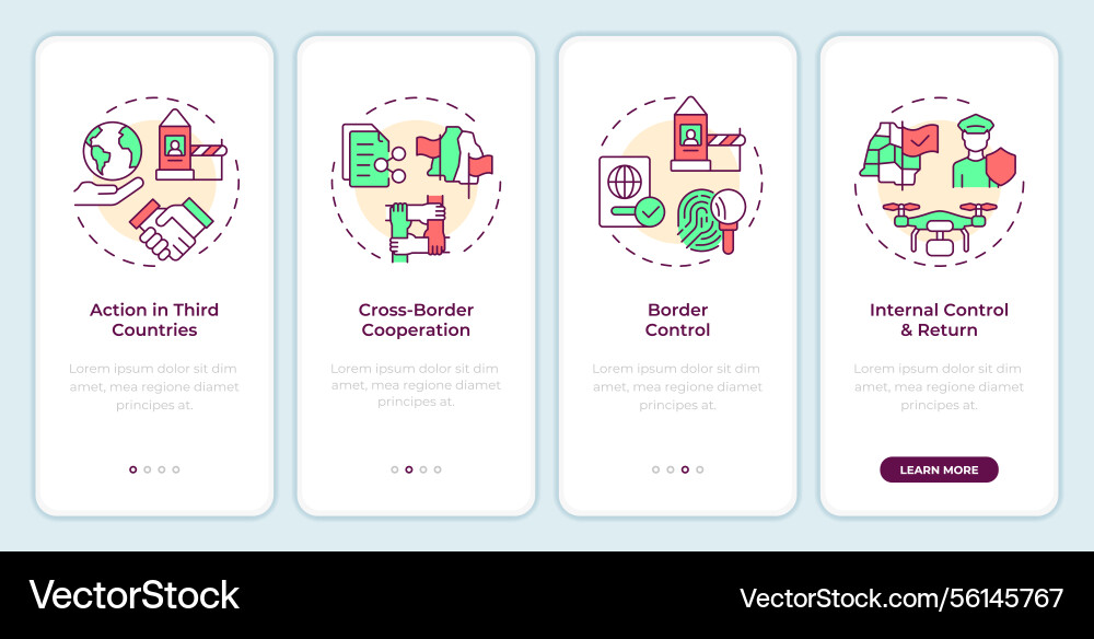 Four filter model onboarding mobile app screen Four filter model onboarding mobile app screen vector image