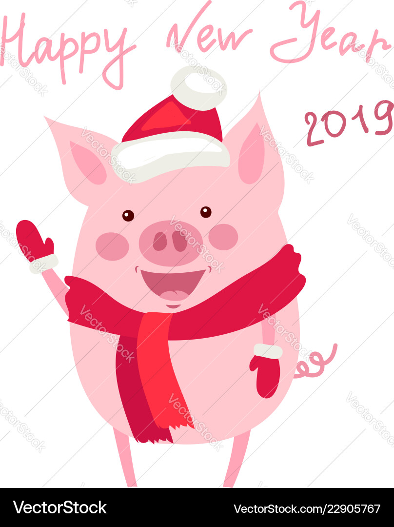 Funny card design with cute cartoon pig Funny card design with cute cartoon pig vector image