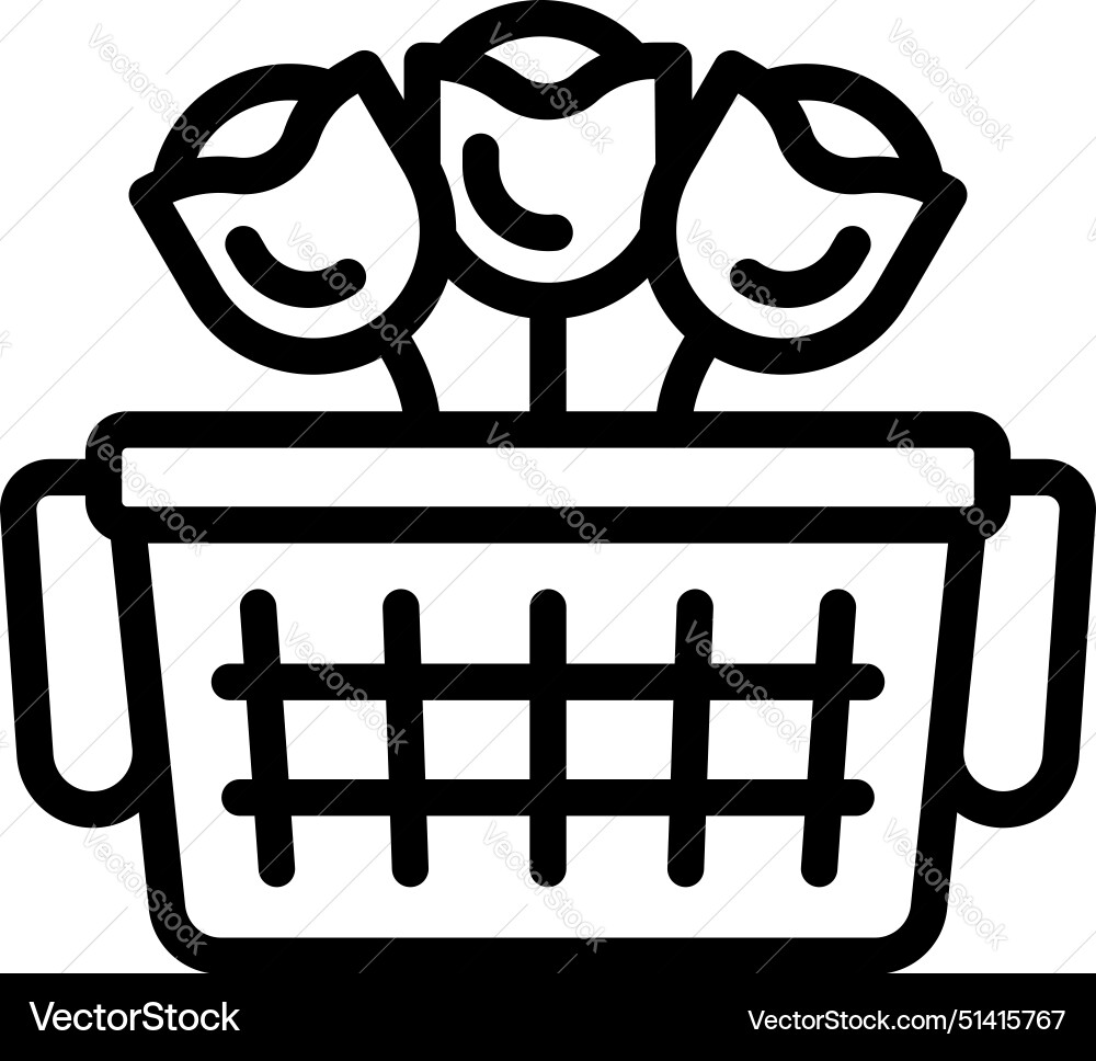 Line art of flowers in a basket Line art of flowers in a basket Vector Image