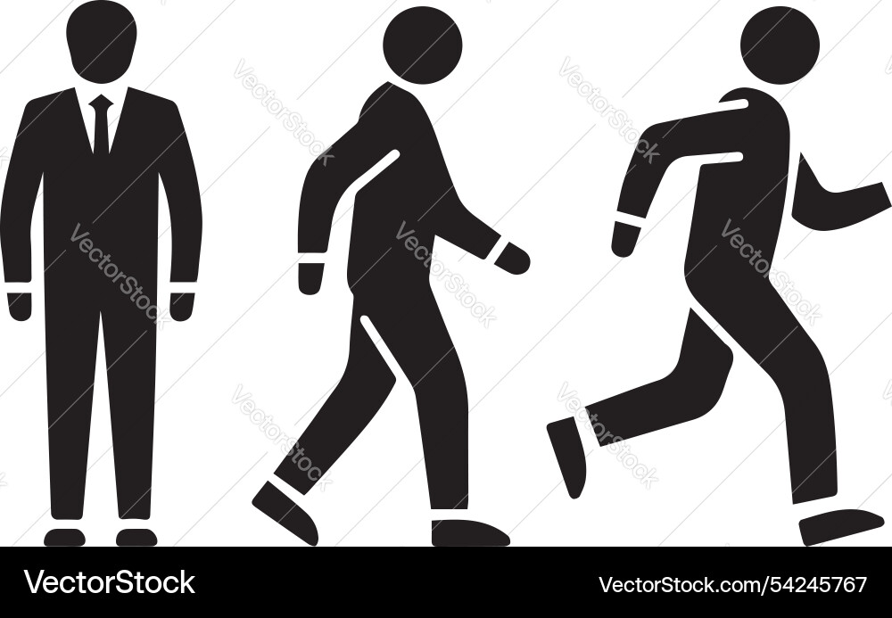 Man stands walk and run icon set Vector Image