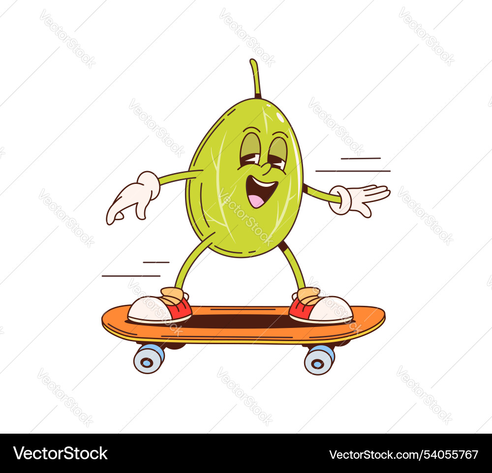 Retro groovy gooseberry berry ride skateboard Retro groovy gooseberry berry ride skateboard vektorbild