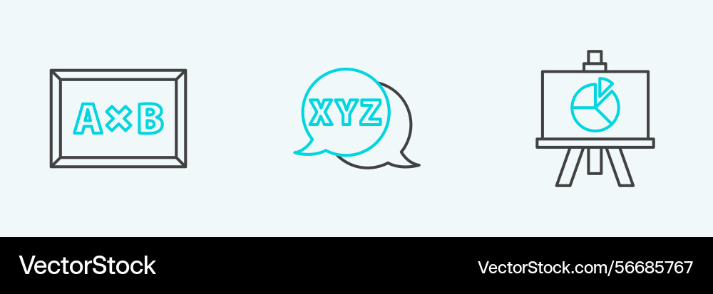 Set line chalkboard with diagram and xyz Set line chalkboard with diagram and xyz vector image