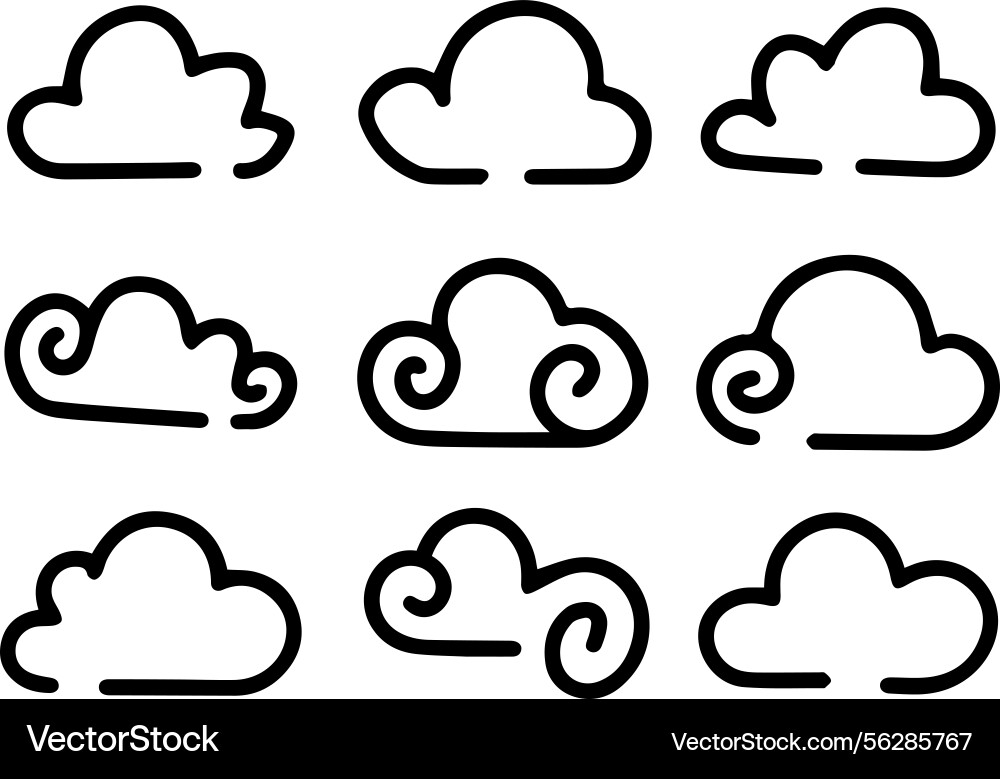 Set of cloud icons in a grid layout Vector Image