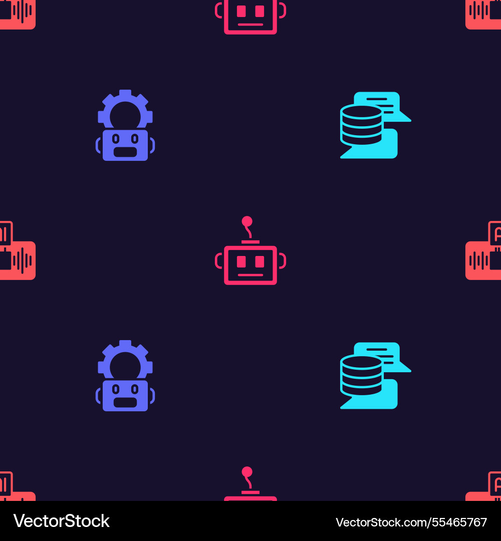Set server data robot setting artificial Set server data robot setting artificial vector image
