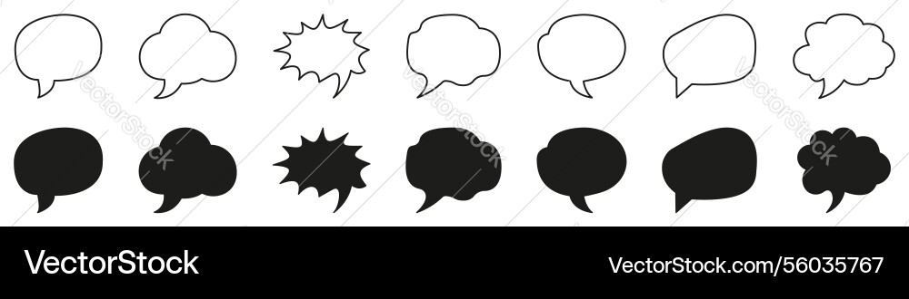 Speech bubble line and solid icon set collection Speech bubble line and solid icon set collection vector image