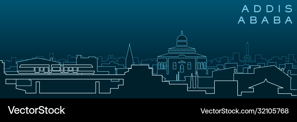 Addis ababa multiple lines skyline and landmarks Vector Image