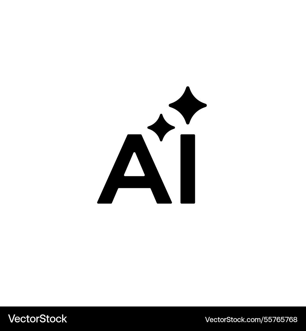Artificial intelligence icon with sparkles above Vector Image