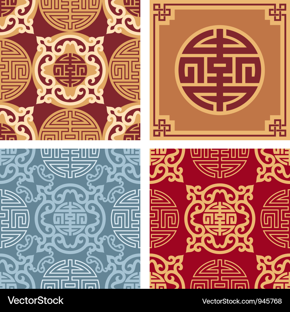 Asian Floral Patterns vector image