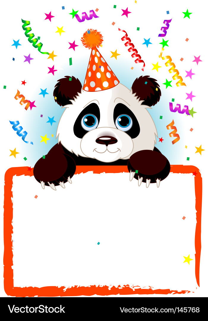 Cute Panda with Confetti Sign Vector Image