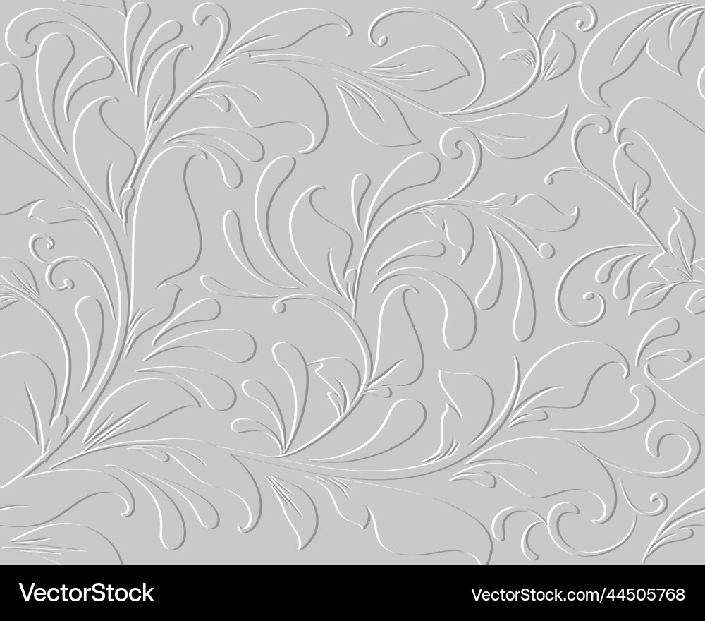 Emboss floral 3d seamless pattern embossed white Vector Image