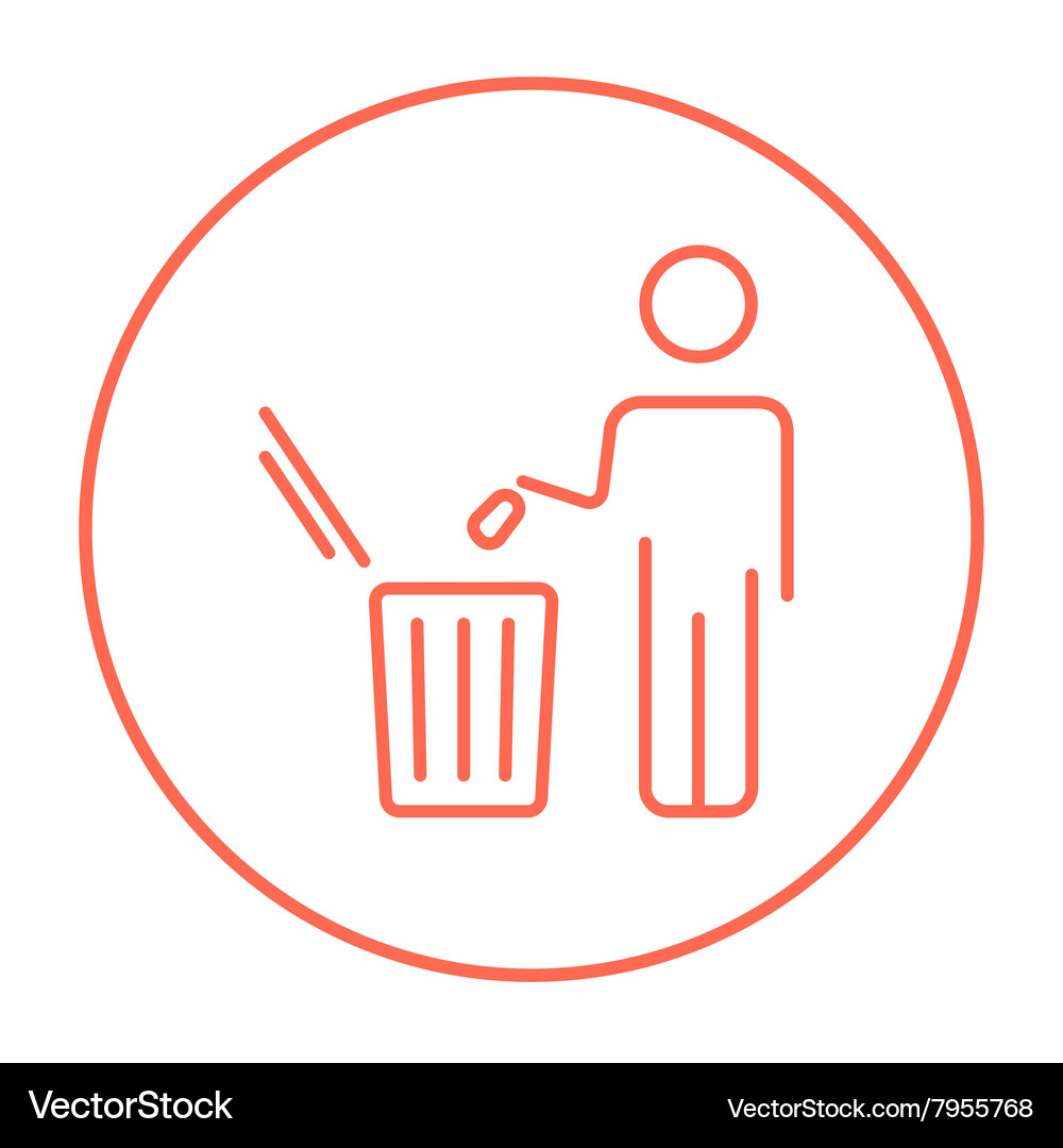 Man throwing garbage in a bin line icon Vector Image