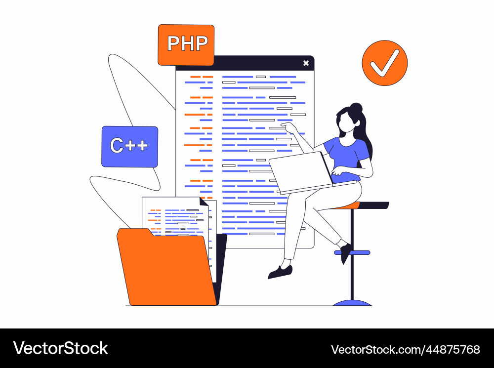 Programmers working concept with people scene Programmers working concept with people scene vector image