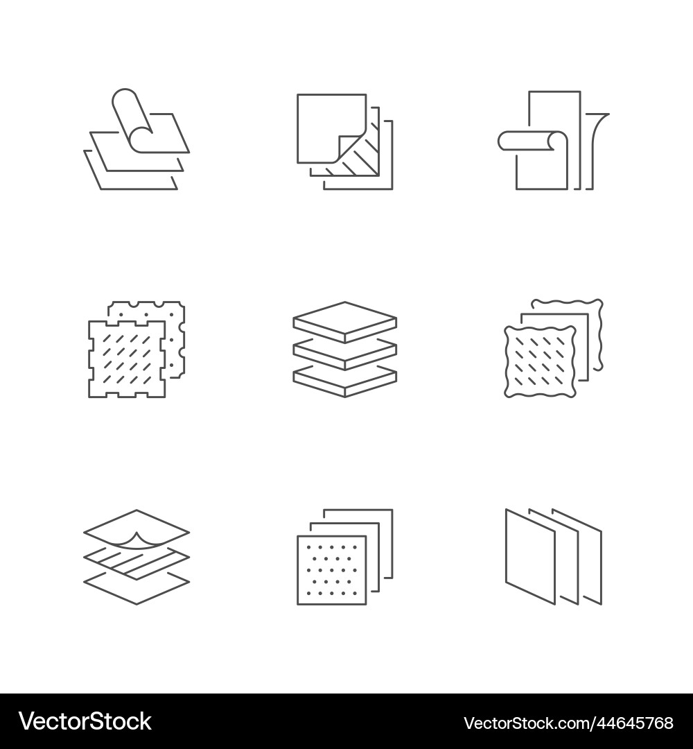 Set line icons of layered material Set line icons of layered material vector image