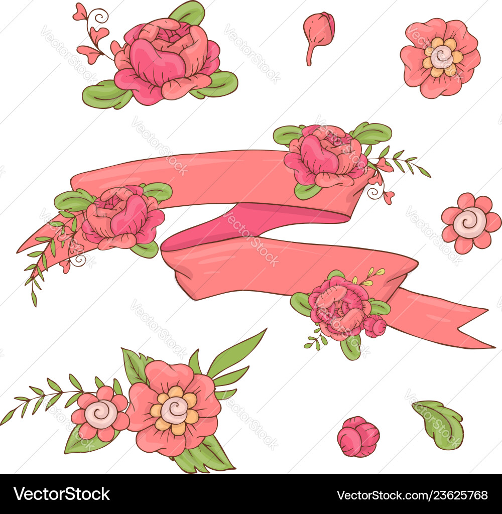 Wildflower Ribbon Banner Vector Image