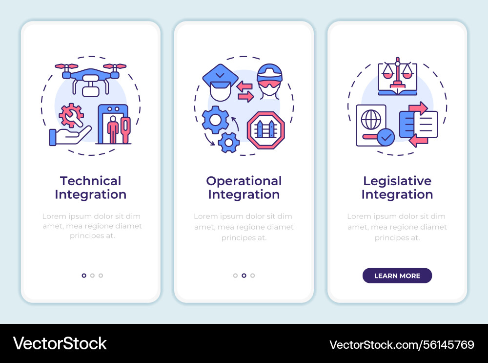 Areas of integration onboarding mobile app screen Areas of integration onboarding mobile app screen Vector Image