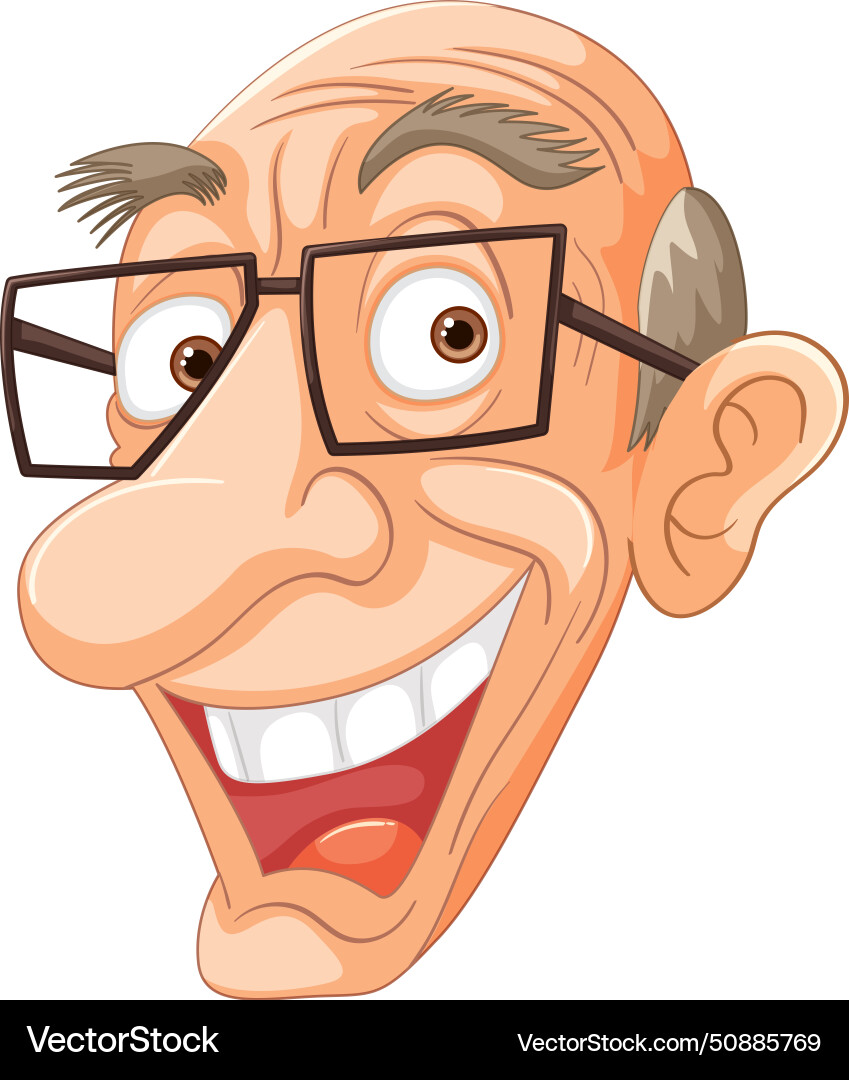 Cartoon eines glücklichen älteren Mannes mit Brille Cartoon eines glücklichen älteren Mannes mit Brille vektorbild