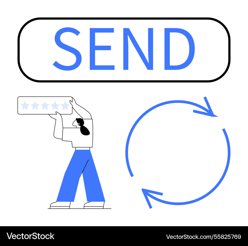 Customer feedback flow with send button star Customer feedback flow with send button star vector image