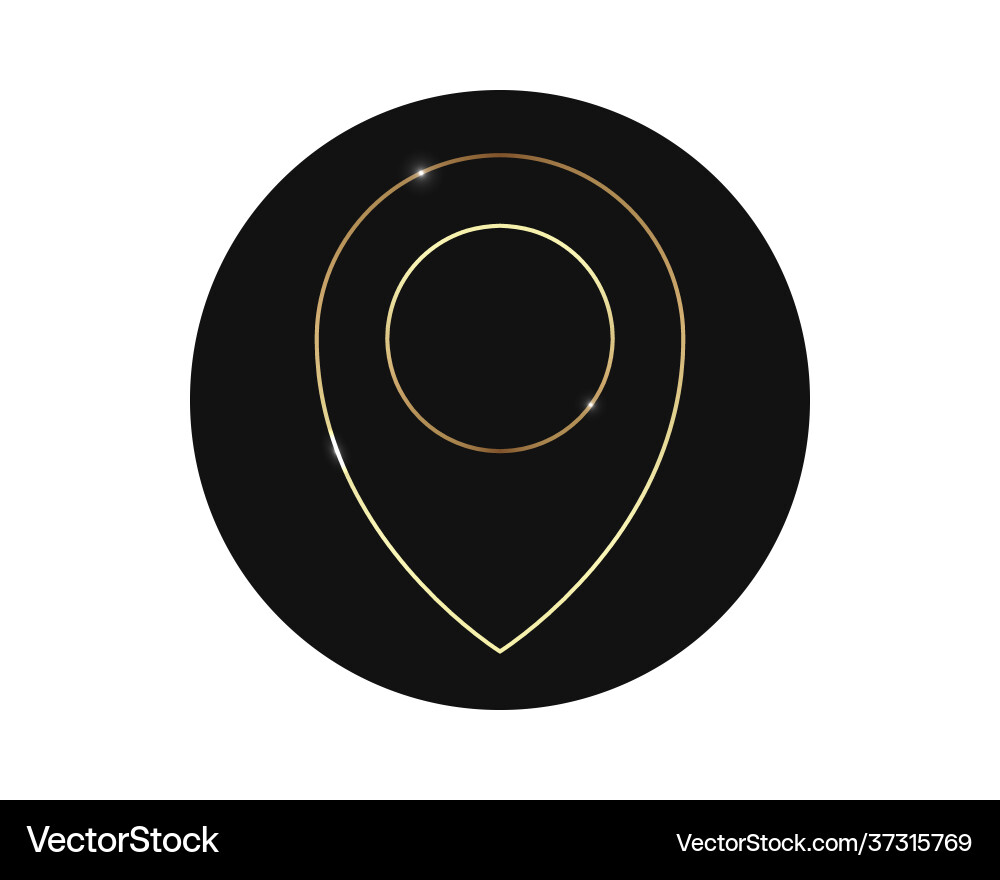 Golden marker location icon map pointer Golden marker location icon map pointer Vector Image