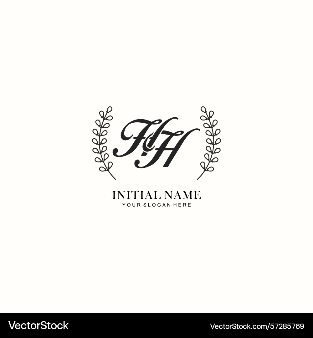 Hh initial logo templates with botanical elements Vector Image