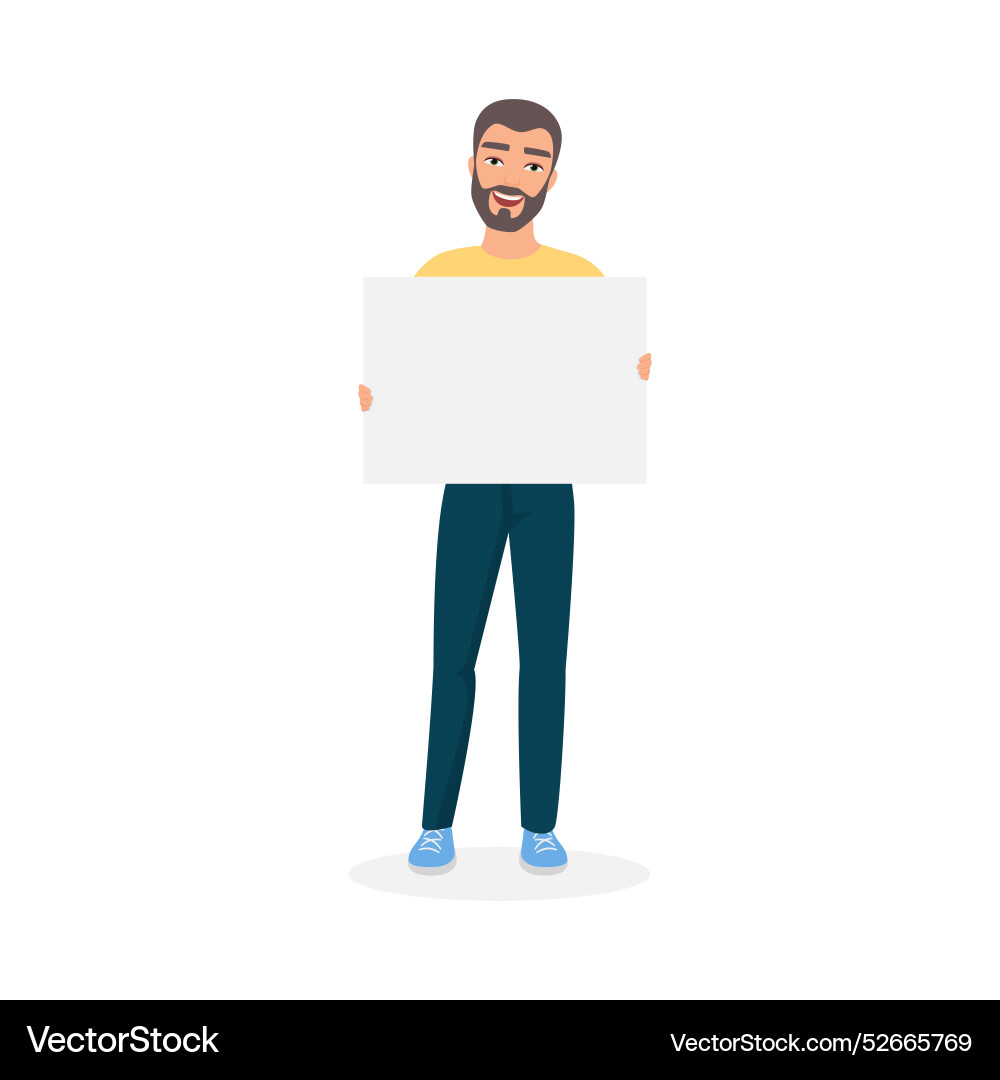 Man holding blank poster Vector Image