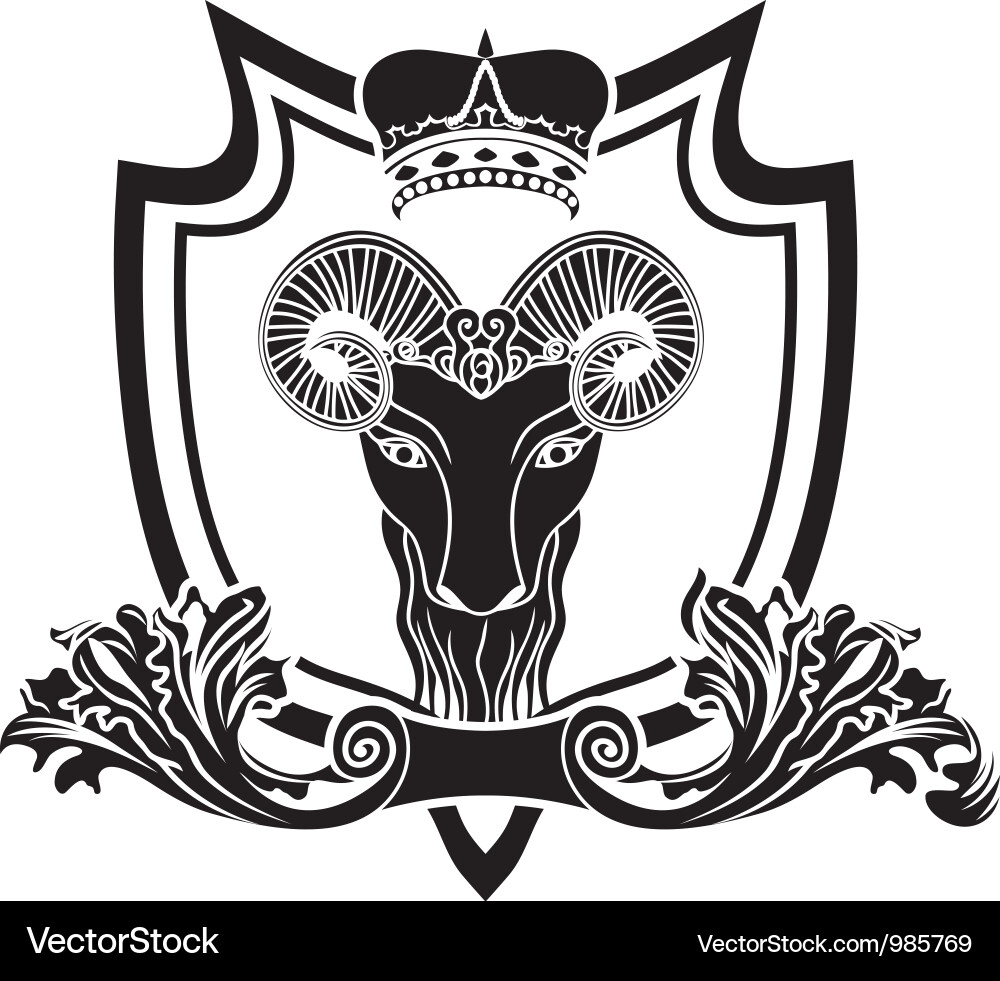 Royal Ram Shield with Crown vector image
