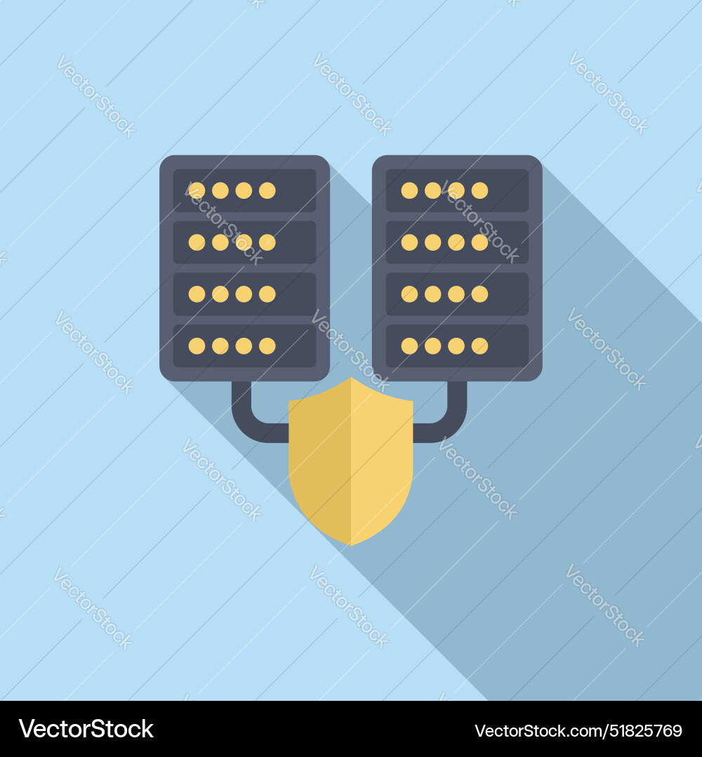 Shield protecting server racks sharing data Vector Image