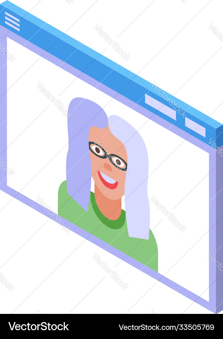 Web browser video call icon isometric style Web browser video call icon isometric style Vector Image