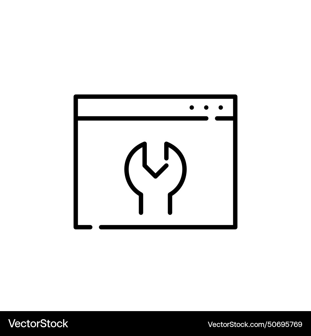 Wrench and internet browser icon representing web Vector Image
