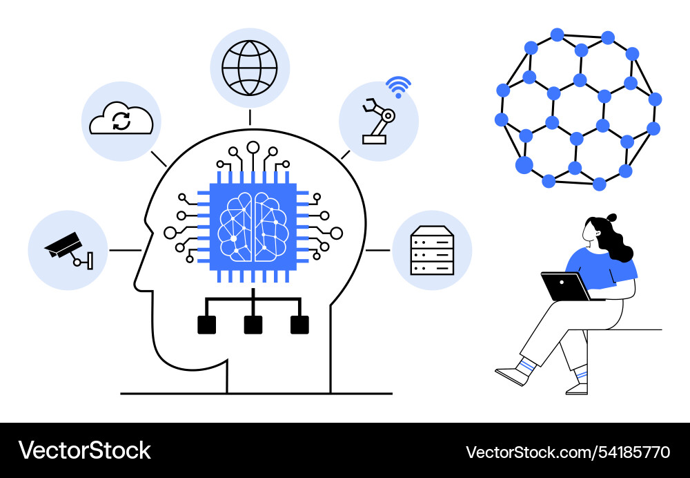 Artificial intelligence in various applications Artificial intelligence in various applications vector image