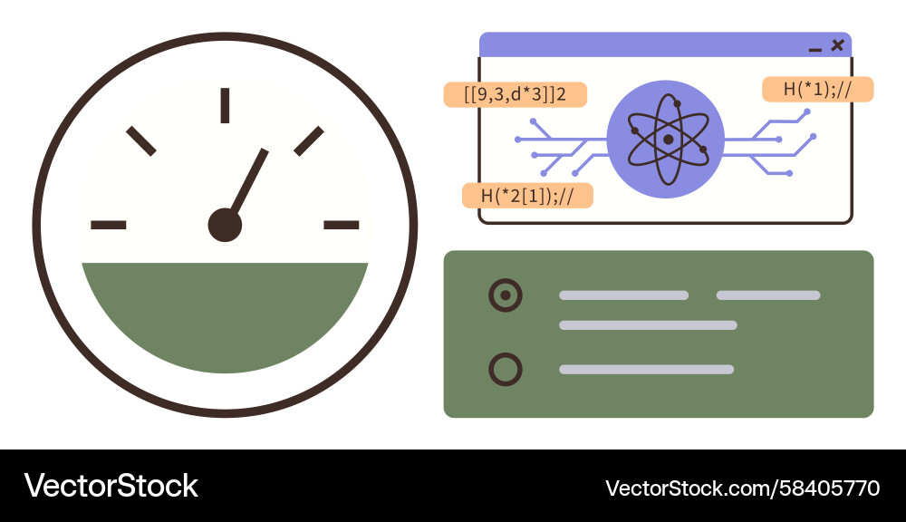 Coding Interface with Atomic Diagram Vector Image