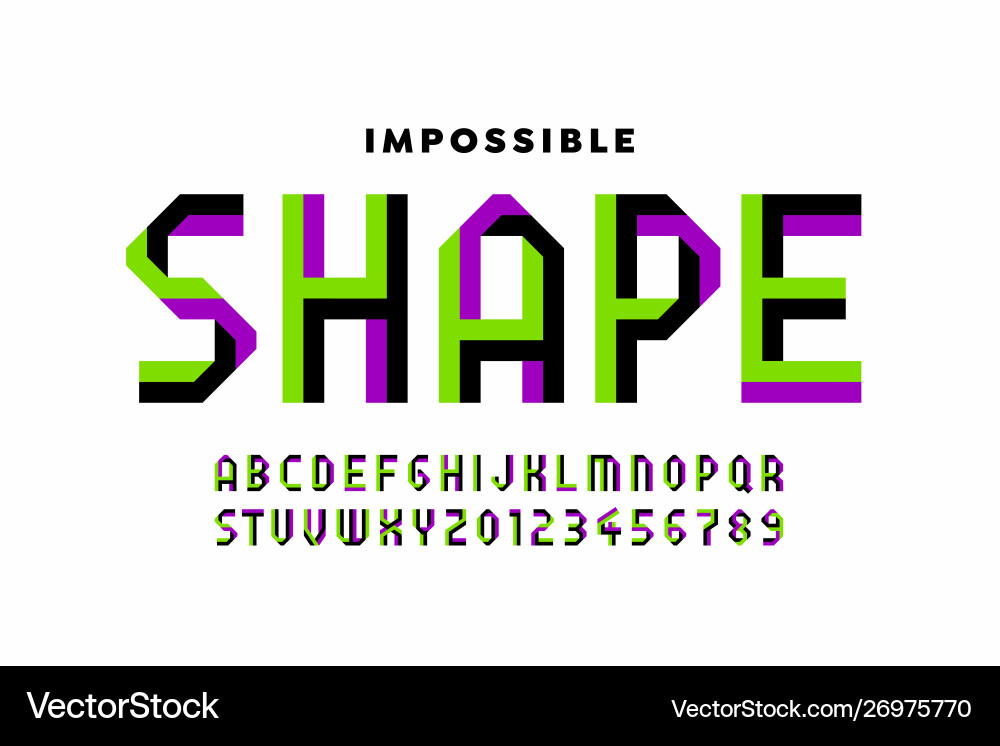 Impossible shape style font design alphabet Impossible shape style font design alphabet vector image