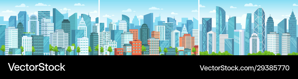 Modern cityscape business district skyscrapers Modern cityscape business district skyscrapers vector image