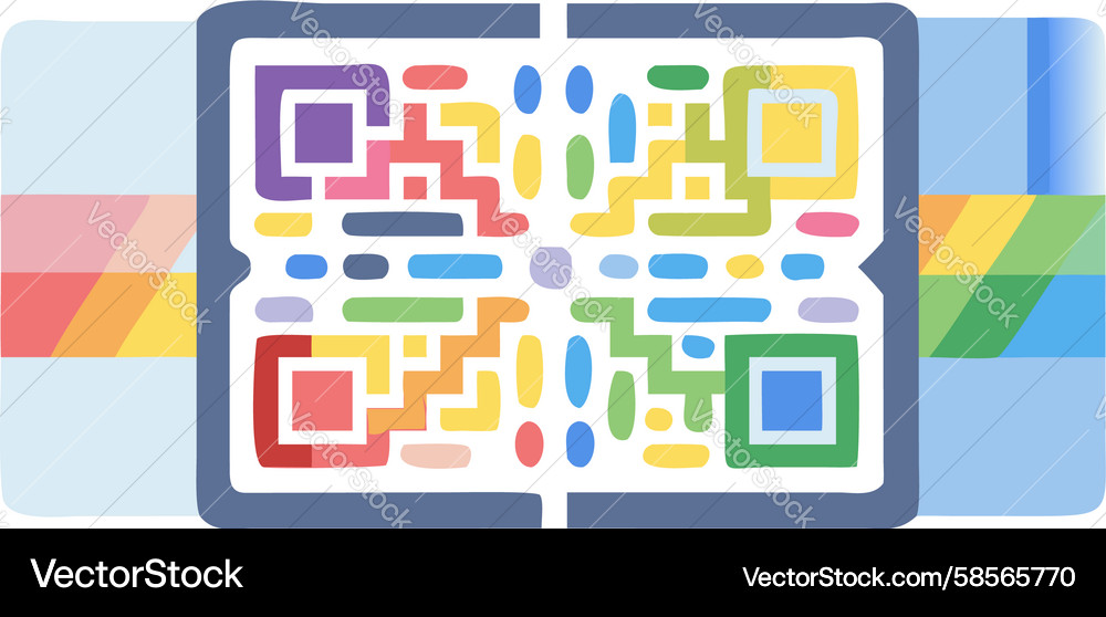Rainbow QR Code with Blocks Vector Image
