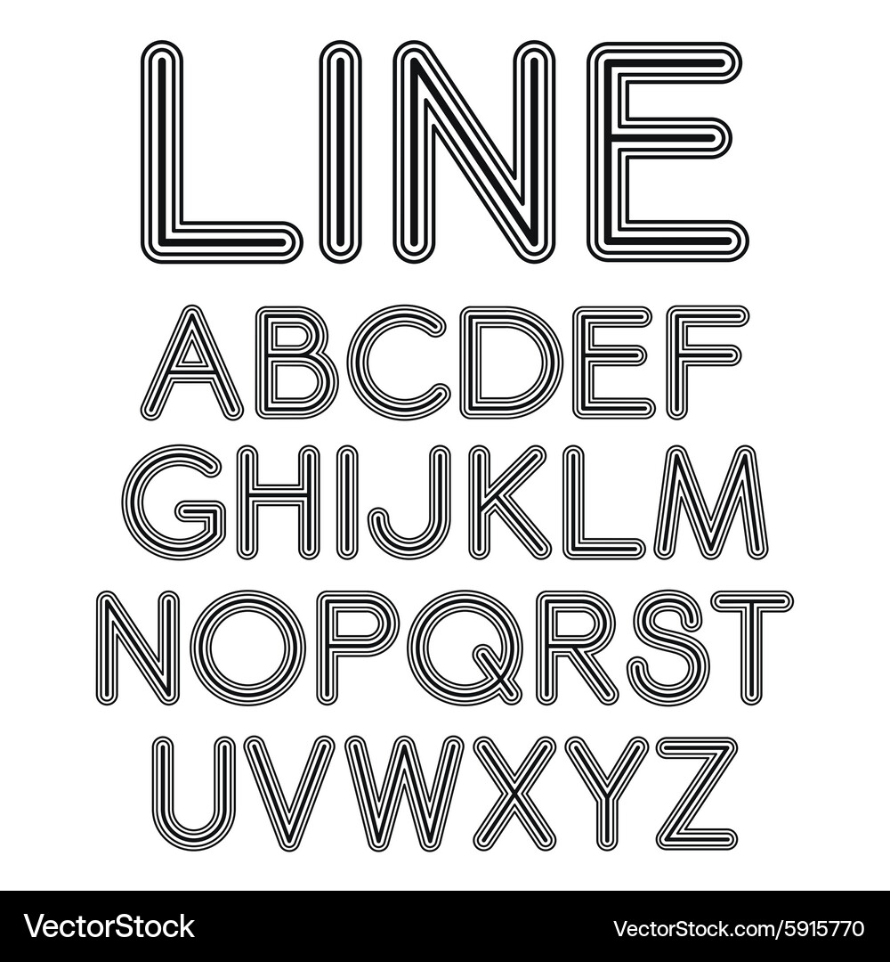 Sans serif font with rounded corners in mono line Vector Image