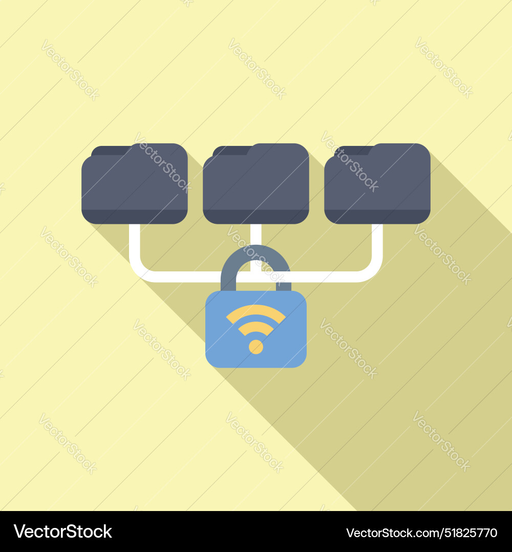Secure wifi network protecting data folders Vector Image