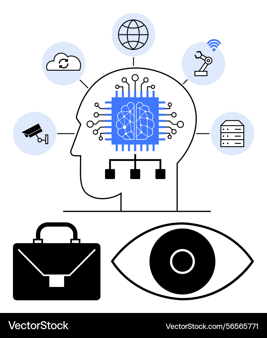 Artificial intelligence integrations in technology Artificial intelligence integrations in technology vector image