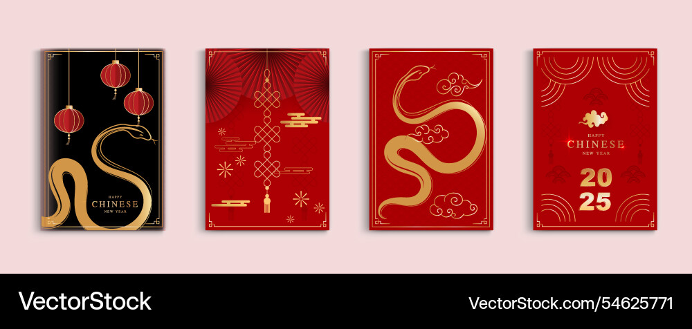 Chinese new year 2025 modern art design set Chinese new year 2025 modern art design set vector image