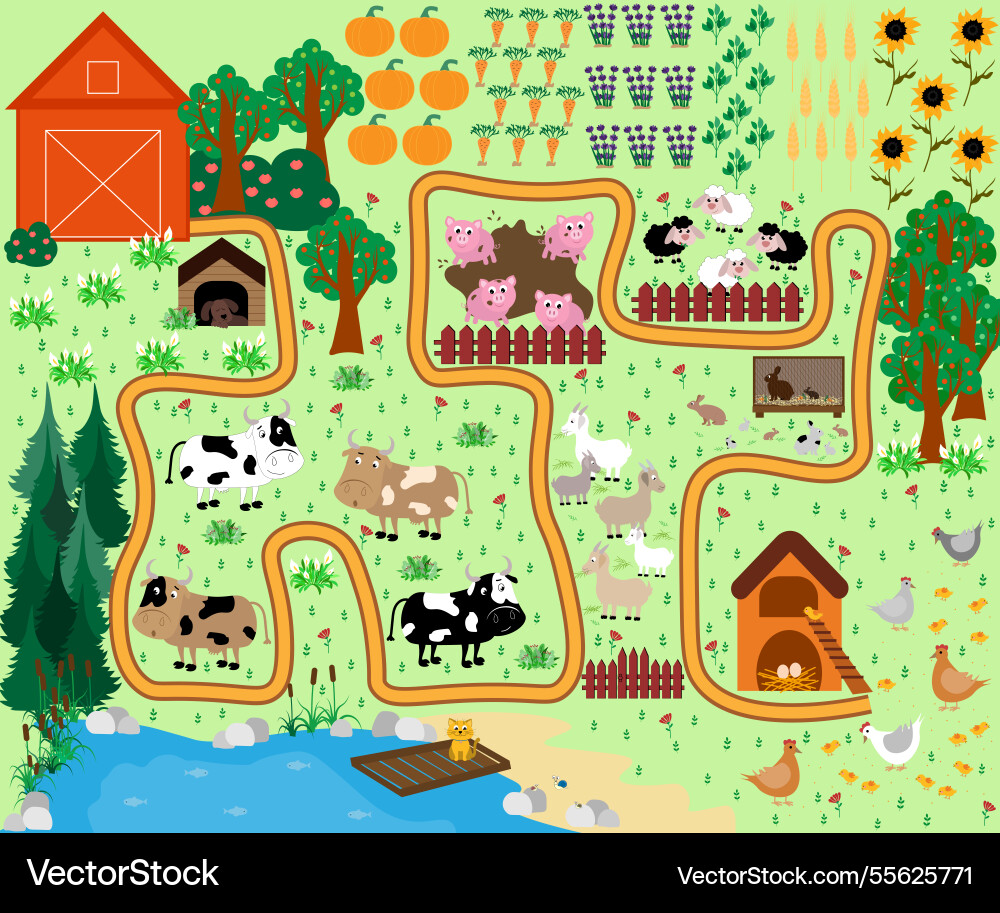 Farm seamless pattern with animals Royalty Free Vector Image