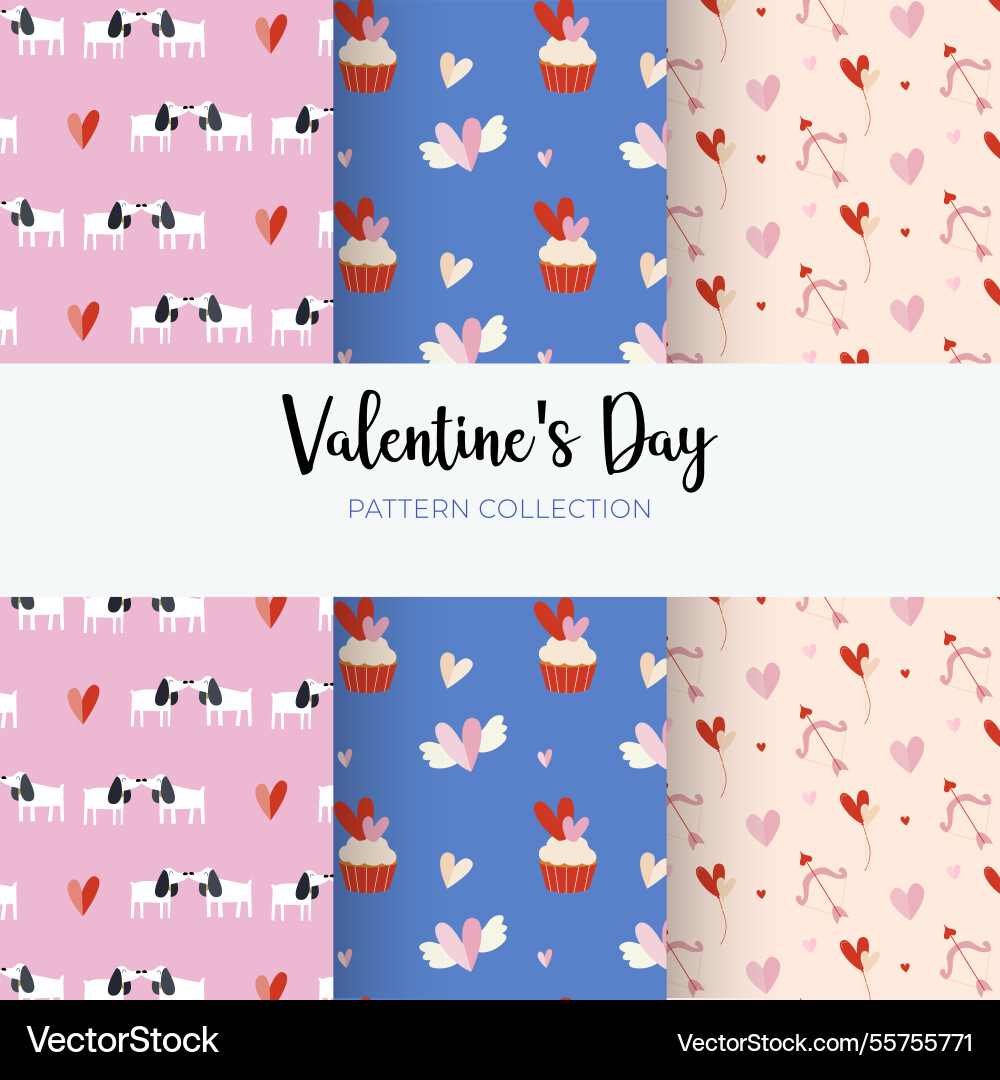 Valentines day elements pattern collection Vector Image