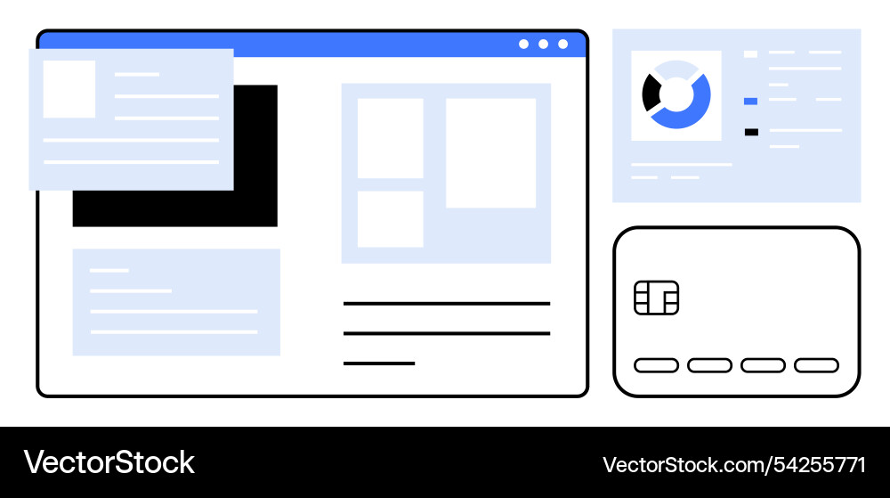 Website design interface displaying credit card Website design interface displaying credit card vector image