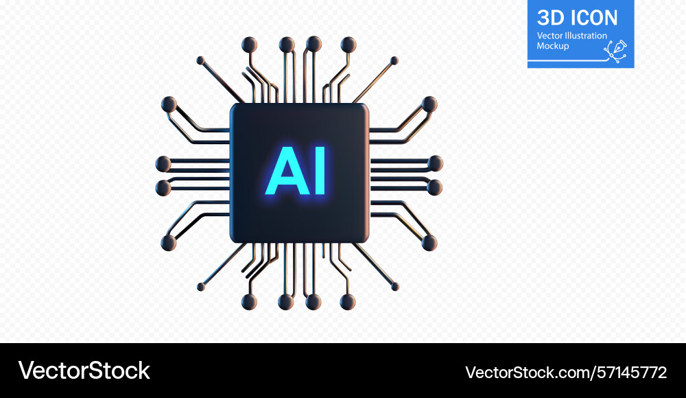 3d of an ai microchip 3d of an ai microchip vector image
