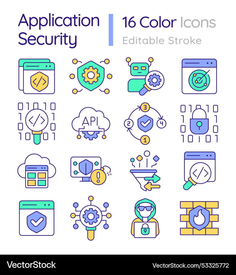 Application security rgb color icons set Vector Image